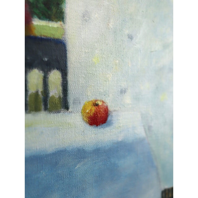 Mid-Century Modern 'Room With a View' Vintage Swedish Original Interior Oil Painting, Framed For Sale - Image 10 of 14