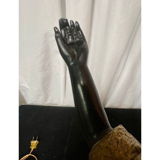 Mid 20th Century Maitland-Smith Egyptian Style Figural Sculpture Bronze Lamp For Sale - Image 11 of 17