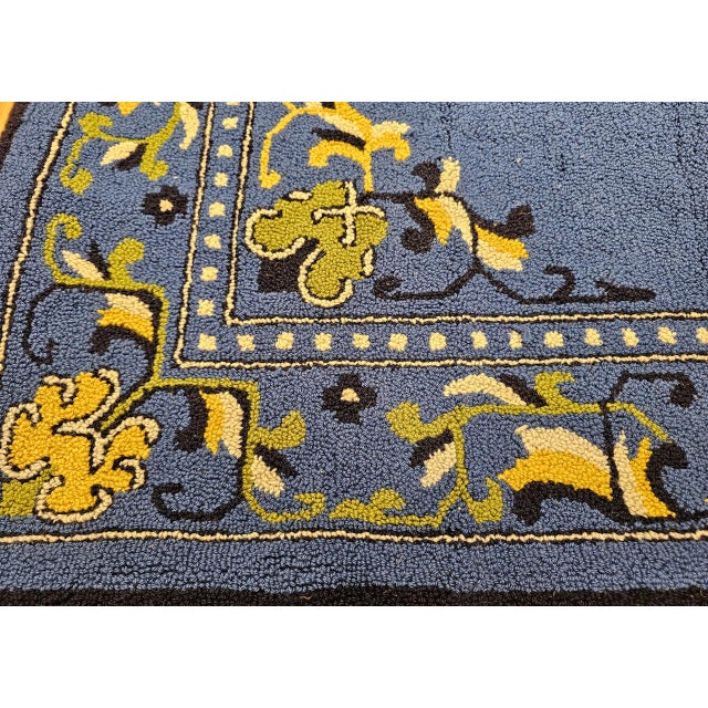Textile Vintage American Hand Hooked Rug, Wool & Cotton, Floral Pattern, Folk Art, 4x7 For Sale - Image 7 of 11