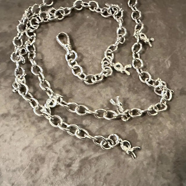 1990s Iconic Silver Plated Logo Chain Necklace by Roberta Di Camerino For Sale - Image 11 of 15