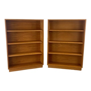 Pair Vintage Oak Bookshelves For Sale