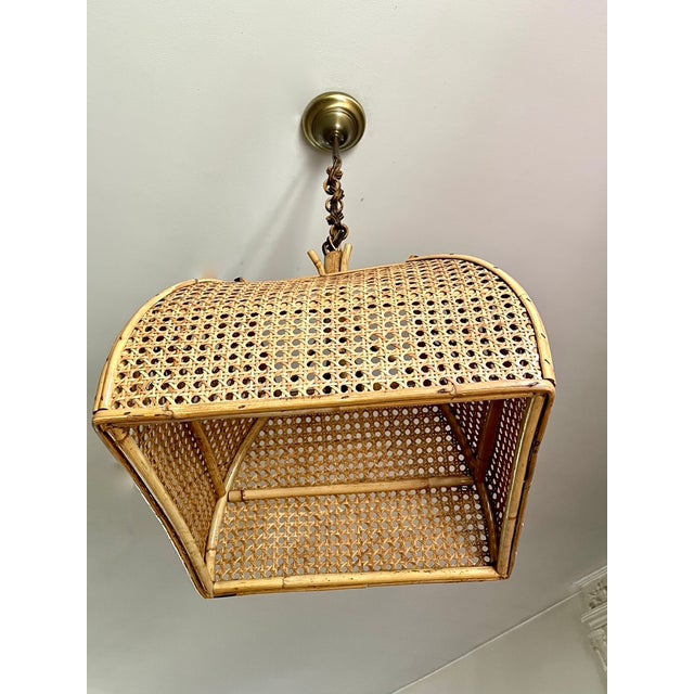 1970s Rattan Cane Pendant Light, 1970s For Sale - Image 5 of 9