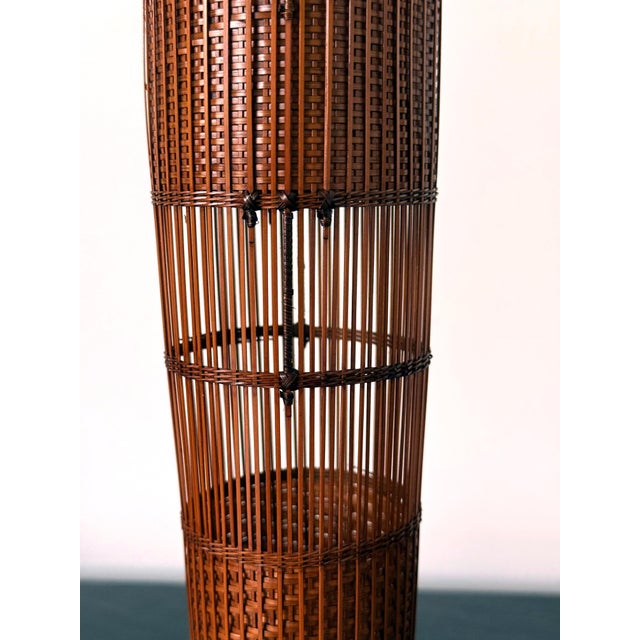 Wood Japanese Woven Bamboo Ikebana Basket by Jin Morigami For Sale - Image 7 of 15