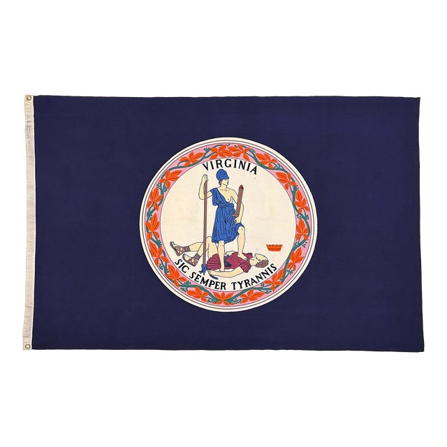 Large Vintage Cotton State Flag of Virginia For Sale
