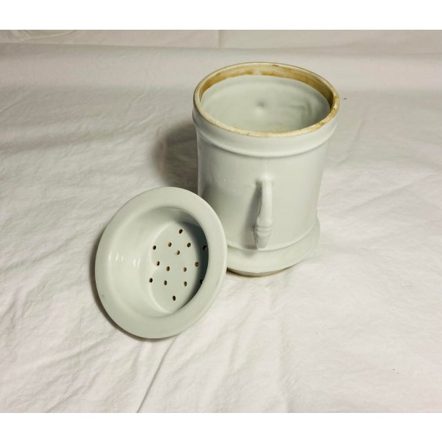 Antique Porcelain Tea or Coffee Strainer With Two Handled Large Mug For Sale - Image 4 of 7
