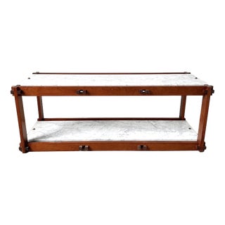 Italian Modernist Étagère in Teak and Carrara Marble, 1950s For Sale