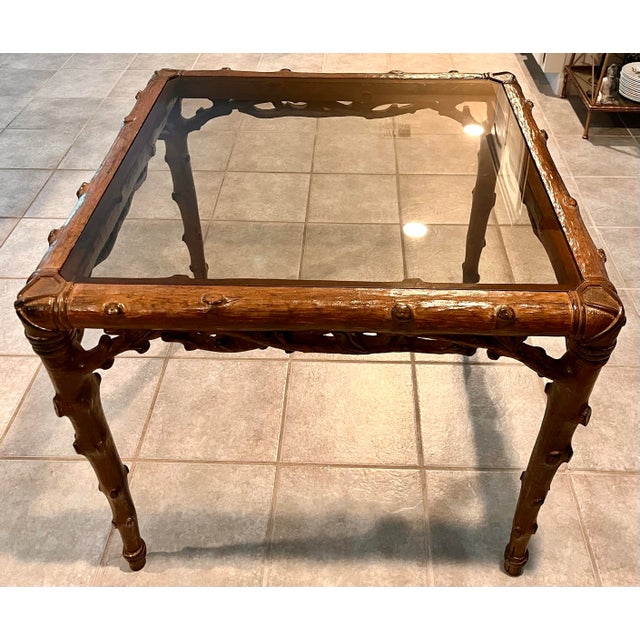 Brown Vintage McGuire Faux Bois Game Table or Breakfast Table For Sale - Image 8 of 12
