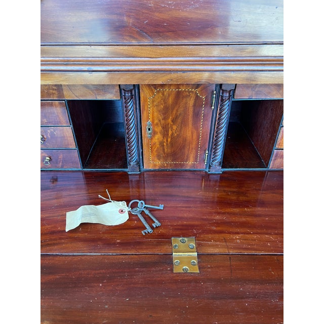 19th Century American Mahogany Linen Press Cabinet Butler's Desk Chippendale For Sale - Image 10 of 13
