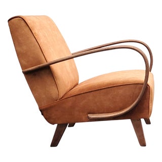 Bentwood Chair in Rust Brown Velvet by Jindrich Halabala, 1930 For Sale