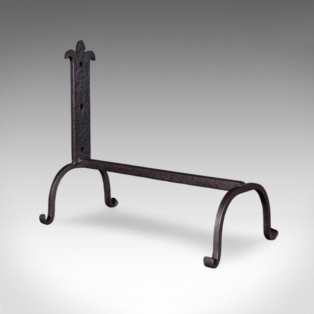 1900 - 1909 Pair of Antique Fire Dogs, English, Blacksmith Made, Andirons, Gothic, Edwardian For Sale - Image 5 of 10