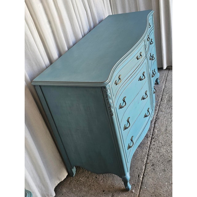 Vintage Turquoise Dresser, French Provencial, 1950's For Sale - Image 11 of 12