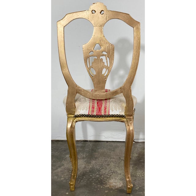 Antique Venetian Style Giltwood Chair With Striped Upholstery For Sale In Kansas City - Image 6 of 9