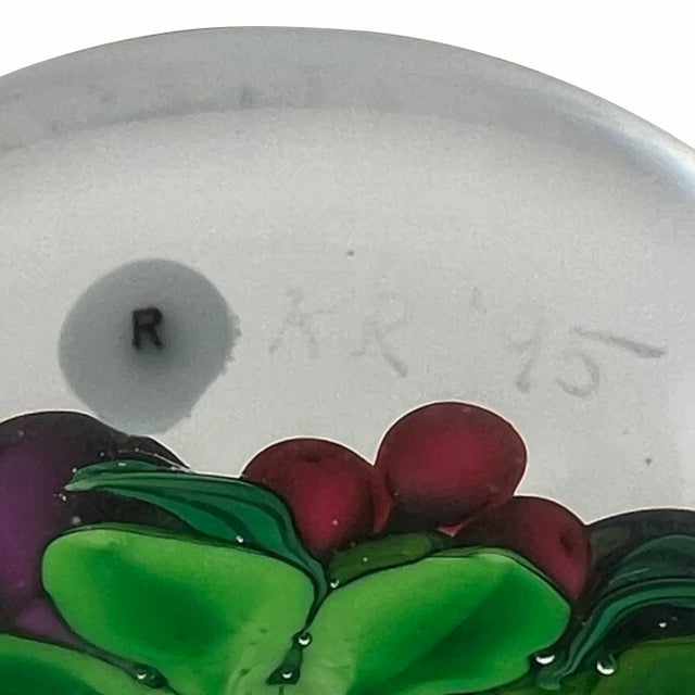 Ken Rosenthal 1995 Lampwork Fruit Glass Paperweight For Sale - Image 4 of 4