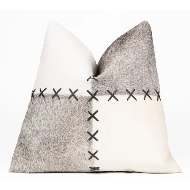 A set of two , 16x24 in & 18x18 in Handcrafted Cowhide Pillow: Luxurious, Genuine Cowhide Leather Throw Pillows...