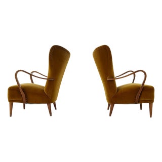 Modern Art Deco vLounge Chairs in Velvet, Sweden, 1940s, Set of 2 For Sale