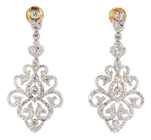 1970s 4.29 Carat Round Brilliant Cut Diamond Gold Earrings, Pair