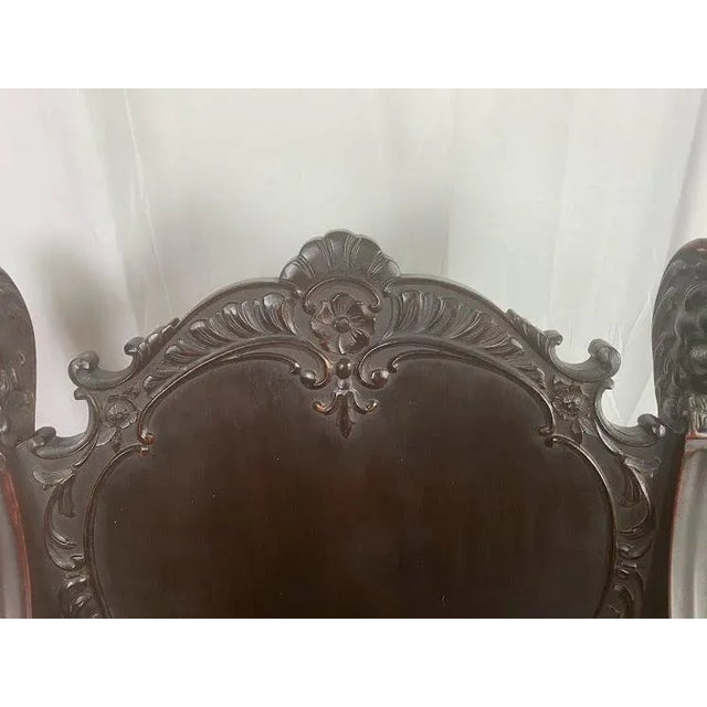 Victorian Vintage Victorian Mahogany Griffin / Lions Head Carved Savonarola Chair For Sale - Image 3 of 12