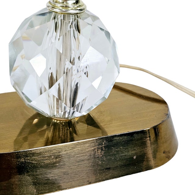 MCM Berger Boudoir Table Lamp Lead Crystal & Brass Base Regency 22" For Sale In San Francisco - Image 6 of 9