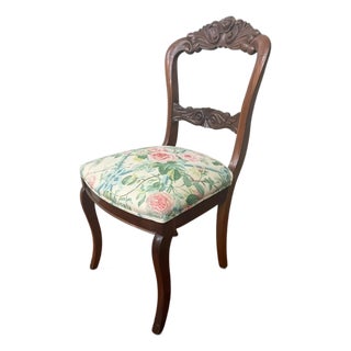 Antique Louis Philippe Style Accent Chair – Mid to Late 19th Century With Updated Floral Upholstery For Sale