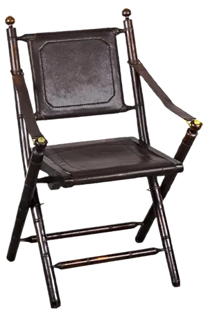 Folding Chair in Mahogany, Faux Bamboo, Leather and Brass, 1960s