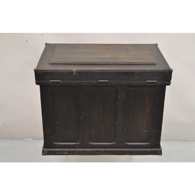 Antique Mission Arts & Crafts Oak Wood Carpenters Tool Chest Cabinet W/ Drawers For Sale - Image 11 of 12