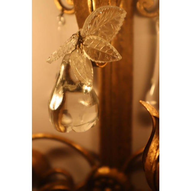 1950s Venetian Hollywood Regency Chandelier with Crystal Glass & Leaves, 1950s For Sale - Image 5 of 18