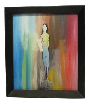 Mid 20th Century Expressionist Style Figurative Acrylic Painting, Framed