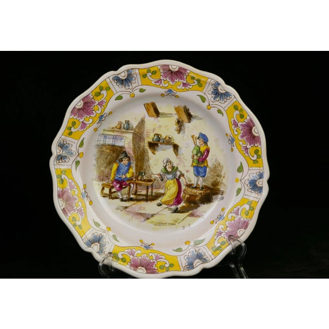 Antique 19th C. Lille Faience Tavern Plate, France For Sale - Image 4 of 6