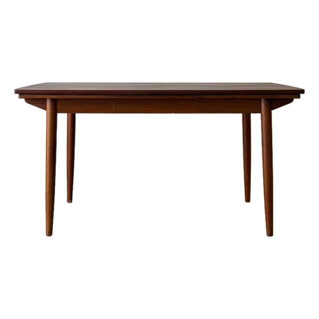 Danish Teak Extendable Dining Table Mid Century Modern Draw Leaf 1960s Denmark For Sale