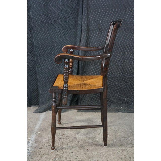 Antique 19th Century Early American Hitchcock Style Mahogany Caned Arm Chair For Sale - Image 14 of 18