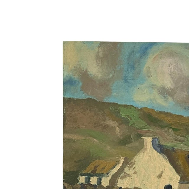 Vintage European Village Landscape Painting on Canvas. For Sale In Seattle - Image 6 of 10