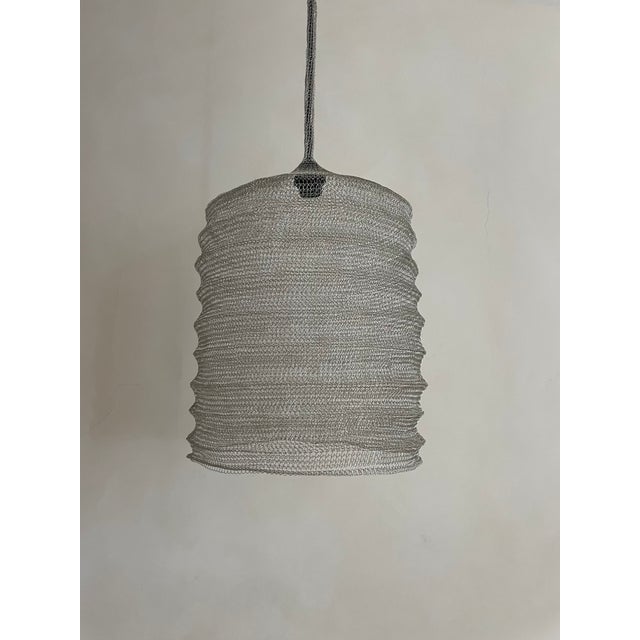 Silver 21st Century Handcrafted Knitted Lamp Wavy Bell in Silver Color, D35cm For Sale - Image 8 of 11