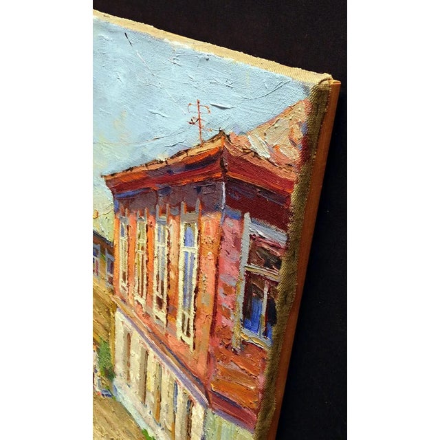 "Red House" Ilja Motov Original Oil Painting on Stretched Canvas For Sale - Image 4 of 5