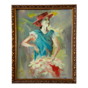 A Bailaora a Female Flamenco Dancer Original Oil Portrait by Marina Movshina