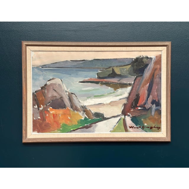 Original Swedish Oil on Canvas – “Seascape” by Knut Ljungberg (1911–1973) – Signed – 51 × 75 cm (20.1" × 29.5") A serene...