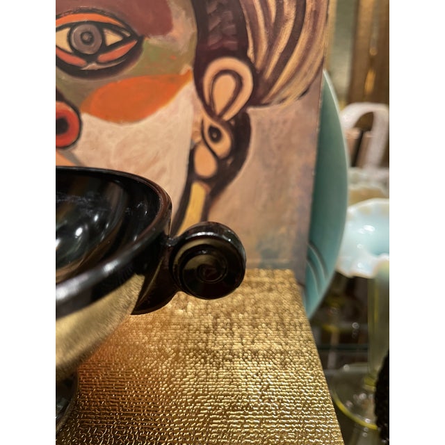Beautiful Vintage Black Amethyst Compotes. Sleek footed base elevates these practical pieces. Most likely 40s Vintage....