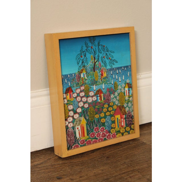 Harold St. Jean Haitian Seaside Village Oil Painting For Sale - Image 4 of 12