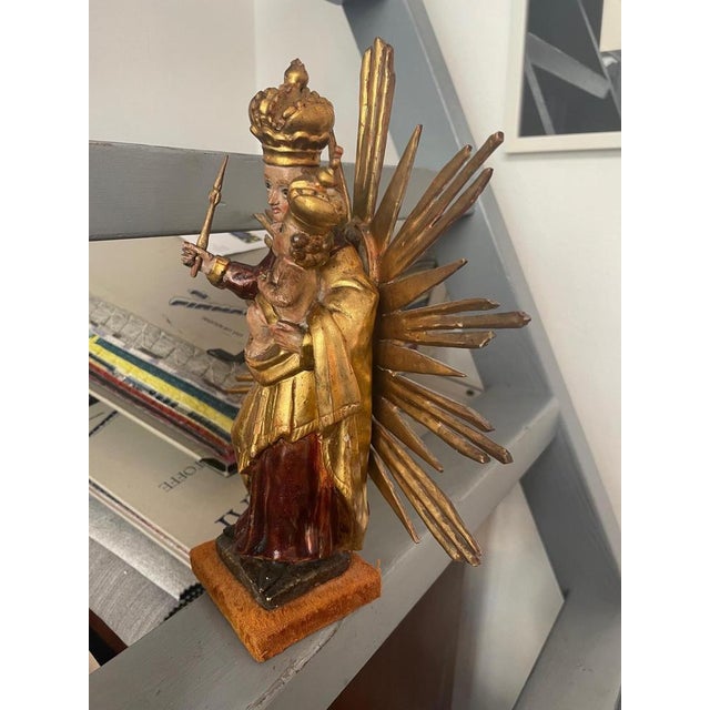 Baroque Wood Carved Radiation Madonna For Sale - Image 6 of 10