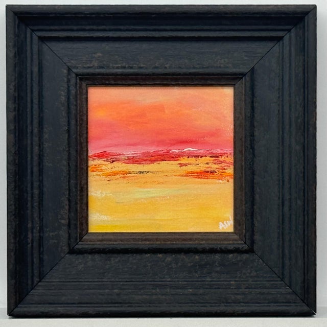 Contemporary Small Square Abstract Canvas Art Study with Red & Yellow by Contemporary Artist 2025 For Sale - Image 3 of 13