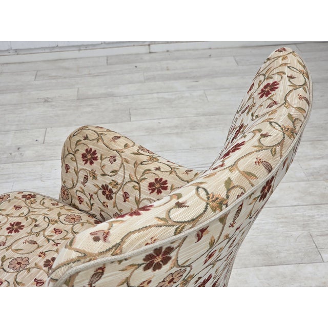 Danish Armchair in Jacquard Fabric and Ash Legs, 1970s For Sale - Image 12 of 18