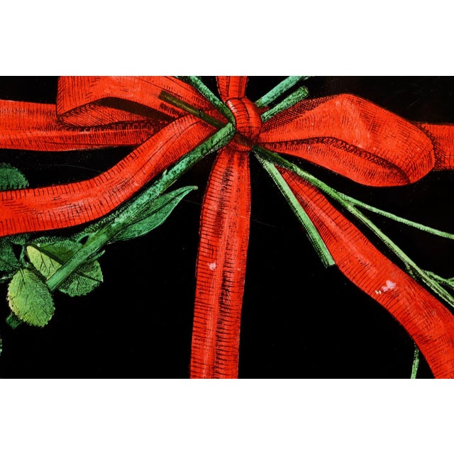 Large Vintage Lacquered Metal Litho Ribbon and Floral Tray by Piero Fornasetti For Sale - Image 9 of 18
