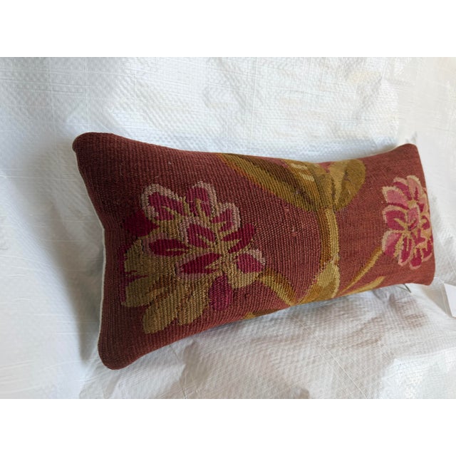 18th Century Antique French Aubusson Floral Tapestry Pillow For Sale - Image 4 of 7