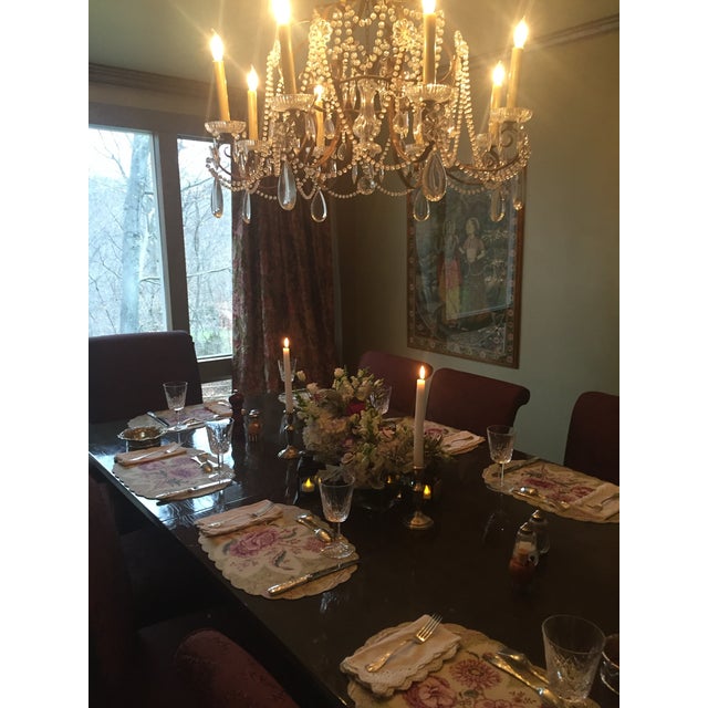 Vintage Handcrafted Crystal and Gilt Metal Six Light Chandelier For Sale In New York - Image 6 of 6