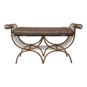1960s Bench & Tiger Cushion Italian Florentine Hollywood Regency