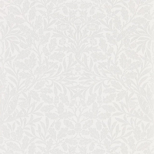 Morris & Co Pure Acorn Wallpaper in Chalk/Silver For Sale