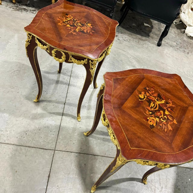 Side Tables Set of 2 French Style Copper Bronze For Sale - Image 4 of 7