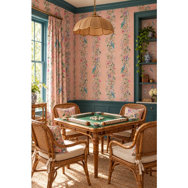 Our Mahjong Garden Stripe Wallpaper takes the timeless beauty of classic chinoiserie and gives it a fresh, collected feel....