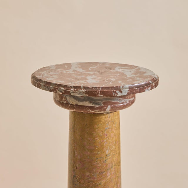 19th Century 19th Century French Rouge + Ochre Marble Pedestal For Sale - Image 5 of 9
