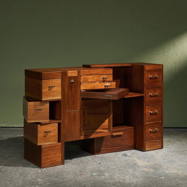 Mid-Century Modern Multifunctional Sideboard in Mahogany in the style of Eileen Gray, Germany For Sale - Image 3 of 13