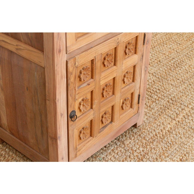 1990s Reclaimed Wood Floral Bedside Cabinet For Sale - Image 5 of 8